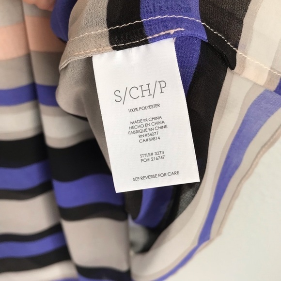 Cabi 3273 Underline Striped Sleeveless Sheer Tank V Neck Womens Top Small T144 - Picture 7 of 8